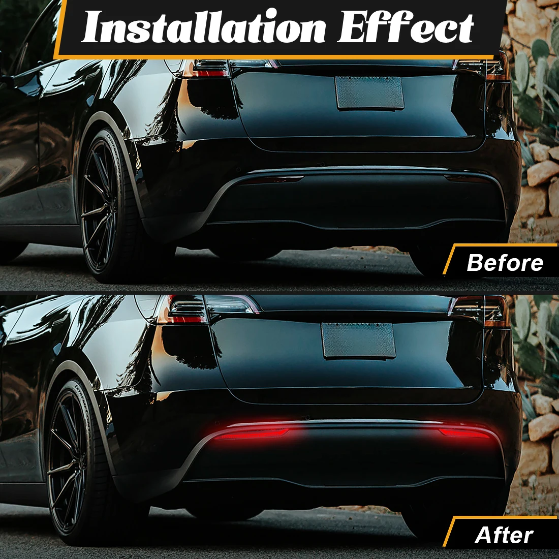 For Tesla Model 3 Model Y 2018 2019 2020 2021 2022 Led Rear Bumper Reflector 3 Functions Brake Light Dynamic Fog Light Red Smoke