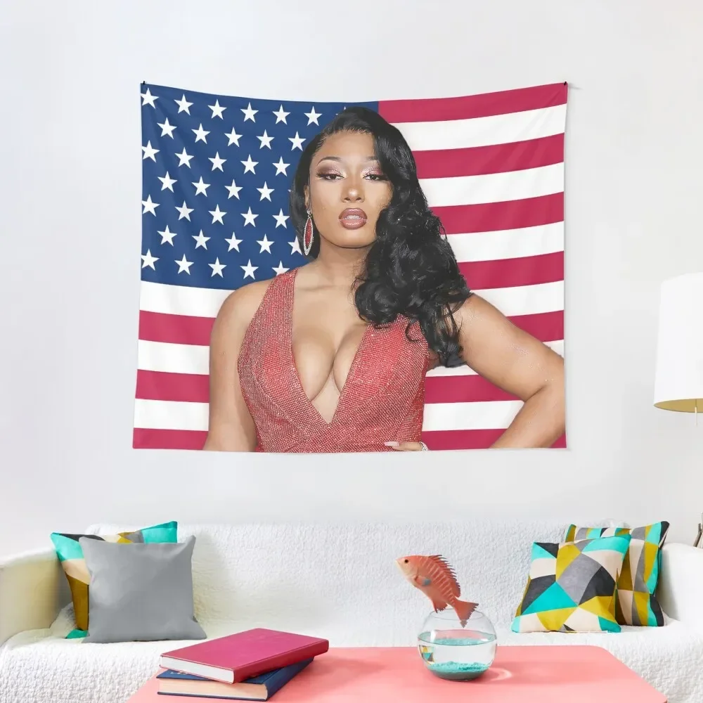 

Megan Thee Stallion American Flag Tapestry Wall Coverings Aesthetic Decoration Home And Comfort Decor Room Decor Cute Tapestry