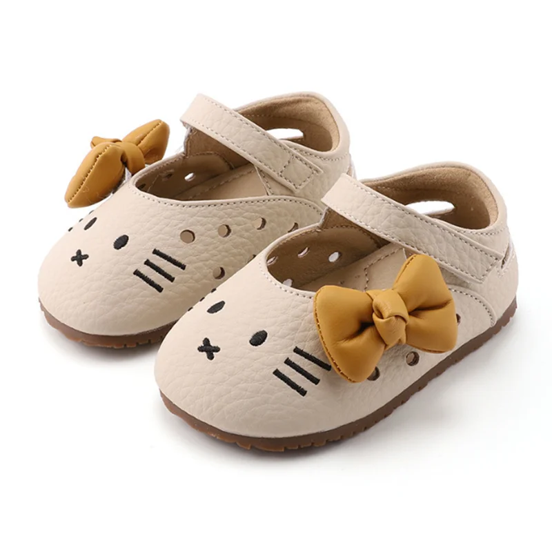 New Autumn Baby Shoes For Girls Leather Cute Butterfly-knot Toddler Party Princess Shoes Soft Sole Fashion Kids Single Shoes