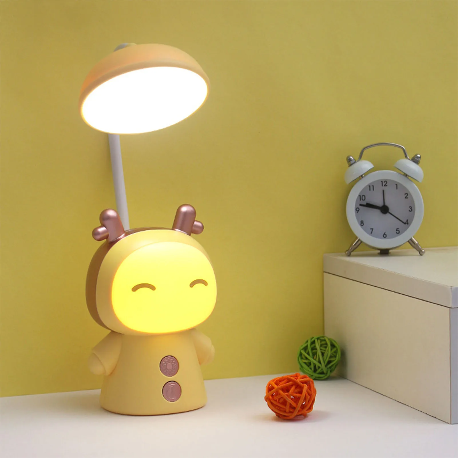 ZK40 Cute Desk Lamp for Kids ABS PC 2 Gear Cartoon Doll USB Rechargeable Gooseneck Table Night Light for Dorm Bedroom Bedside