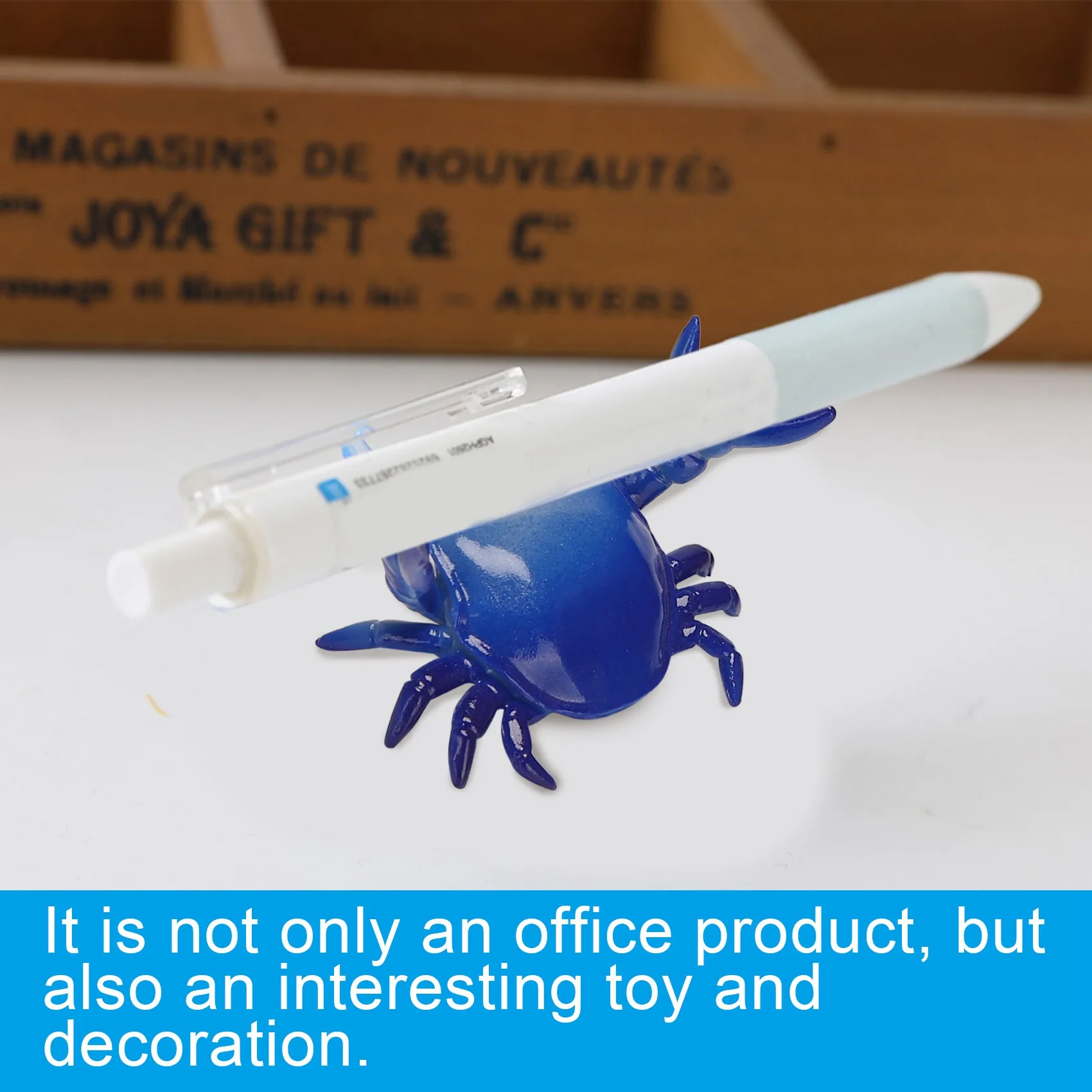 ABJS New Cute Crab Pen Holder Weightlifting Crabs Penholder Bracket Storage Rack Gift Stationery Blue