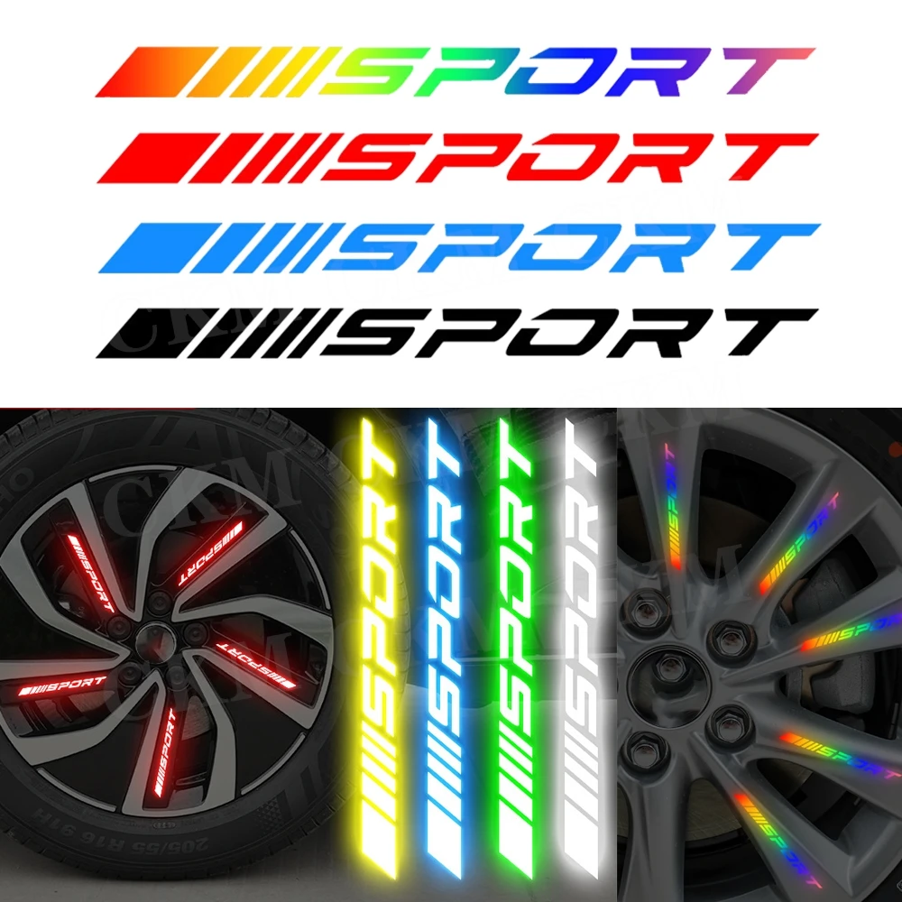 

4PCS Fashion Sport Racing Reflective Stickers Luminous Stickers Fluorescent Color Wheel Decoration Motorcycle Night Stickers