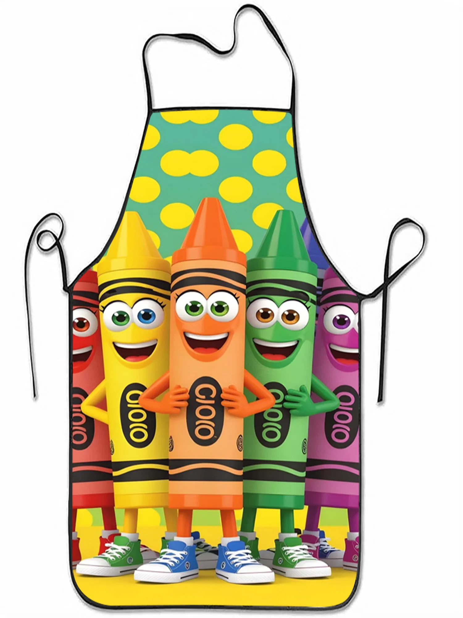 Colorful Crayon Print Apron, Suitable for Kitchen Cooking, Painting Protection, Party Dress-up, Kids Themed Party.