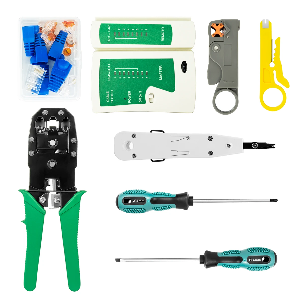 35 Pcs/Set LAN Tester RJ45 Crimping Pliers Portable Network Repair Tool Kit Profesional Cable Tracker And Crimper Clamp with Bag