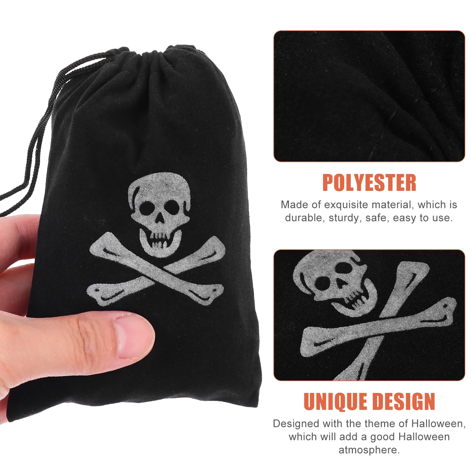 10 Pcs Candy Bags Pirate Drawstring Fashion Halloween Pirate Pouch Gold Prop Child Halloween Skull Pouch Storage Bag