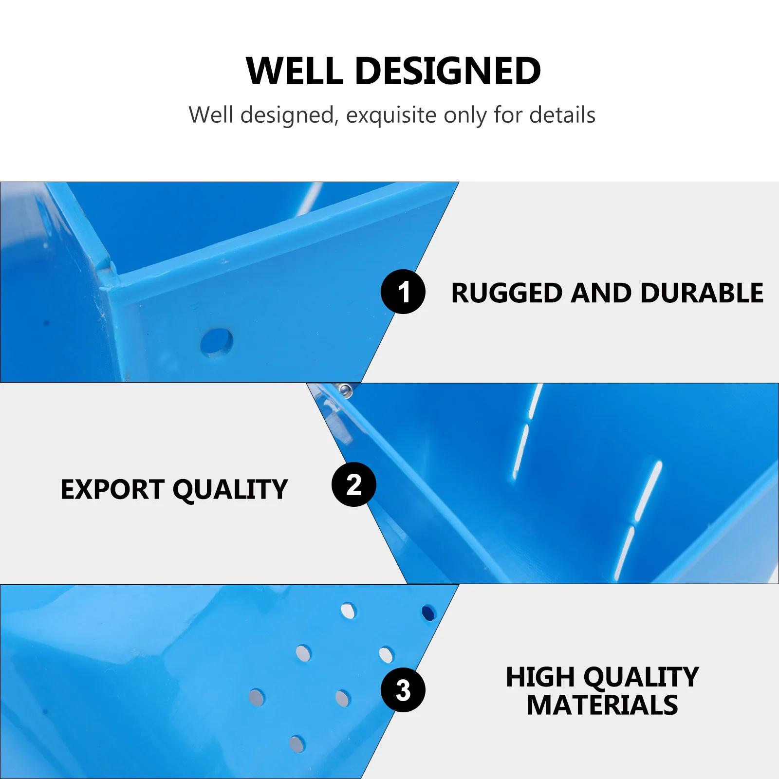 

3pcs Poultry Feeder Large Capacity Plastic Chicken Feed Bucket Metal Mouth Rabbit Duckling Fodder Pot For Home Farm Use