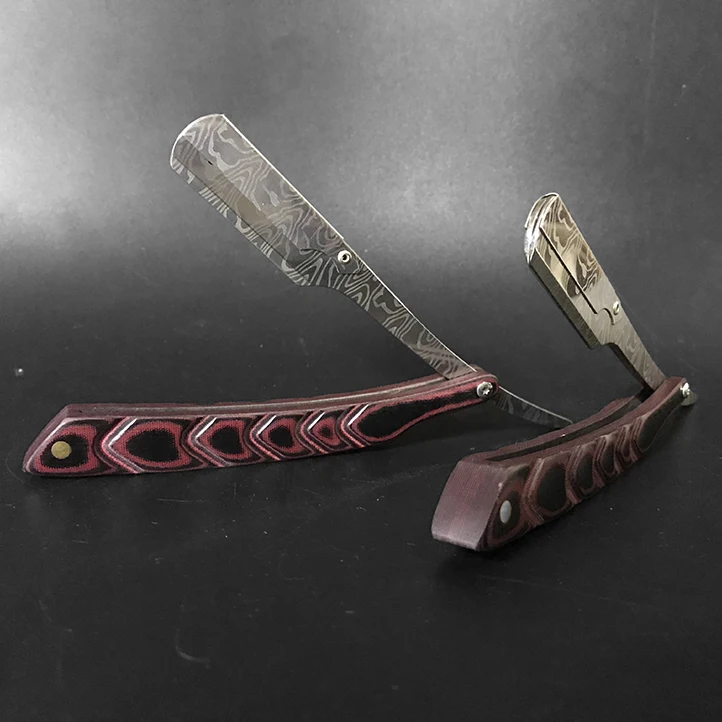 Men's Barber Wooden Trimmer Manual Shaver Professional Straight Edge Stainless Steel Sharp Barber Razor Folding Shaving Knife