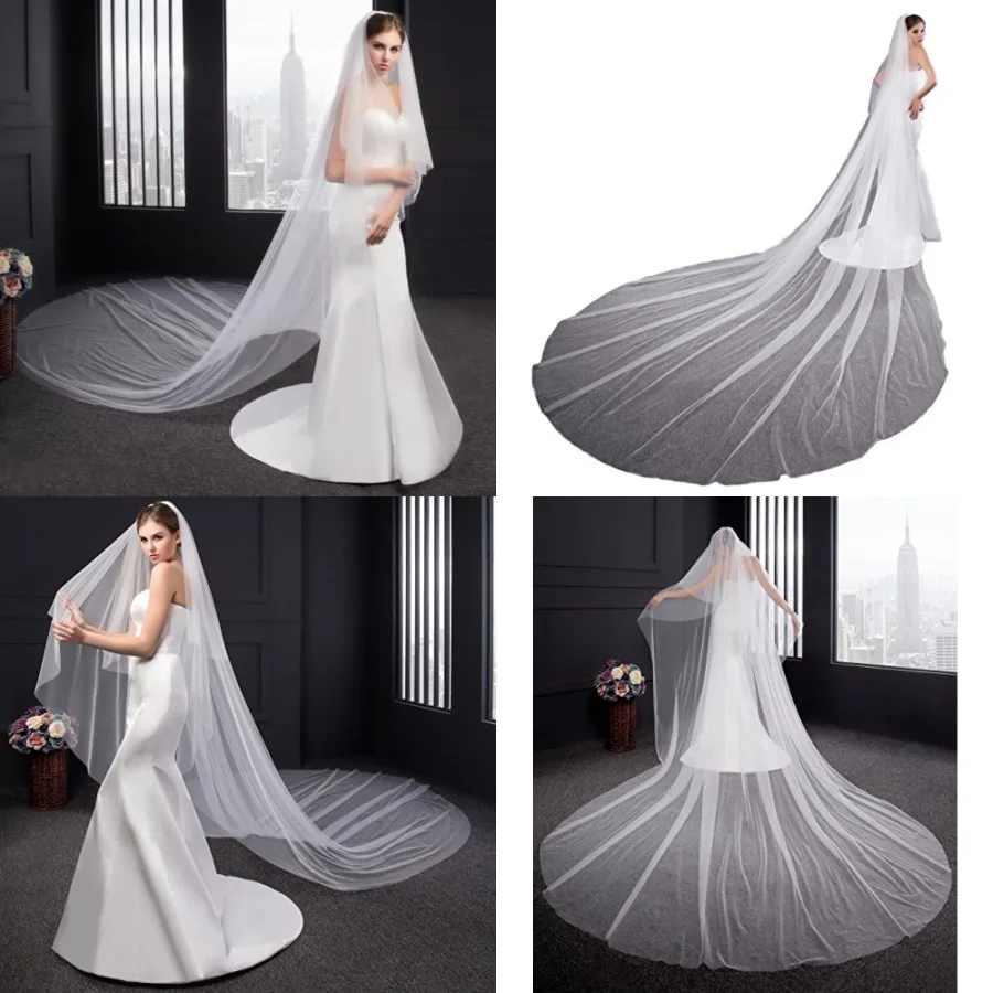 

EllieHouse Women's 2 Tier Simple Wedding Bridal Veil With Metal Comb L11