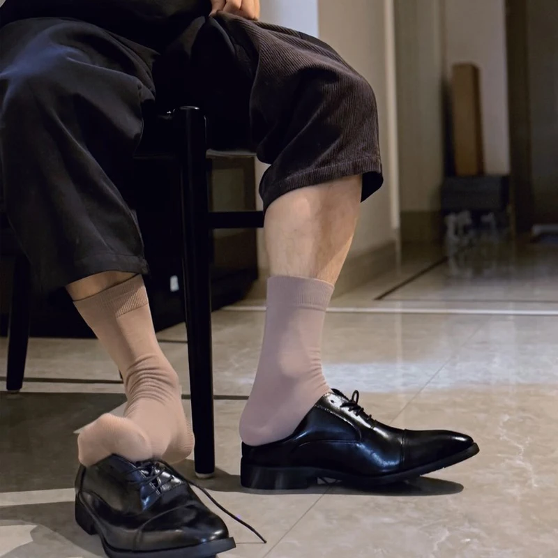 

Мужские хлопковые носки, удобные тонкие дышащие однотонные чулки до середины икры, 3 шт., универсальные деловые повседневные носки на весну и лето