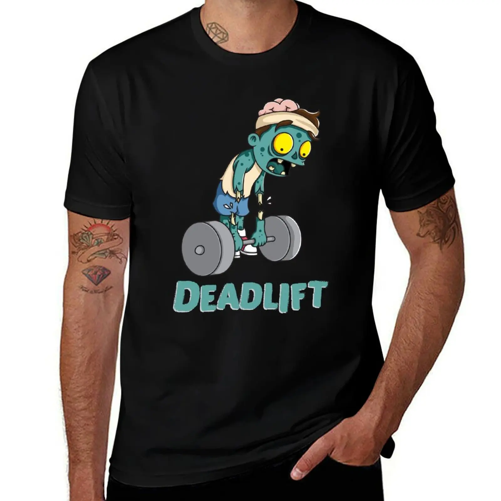 

Funny t man heavy Workout cotton 100% Zombie shirts Gym Deadlift cotton T-Shirt man t shirt
