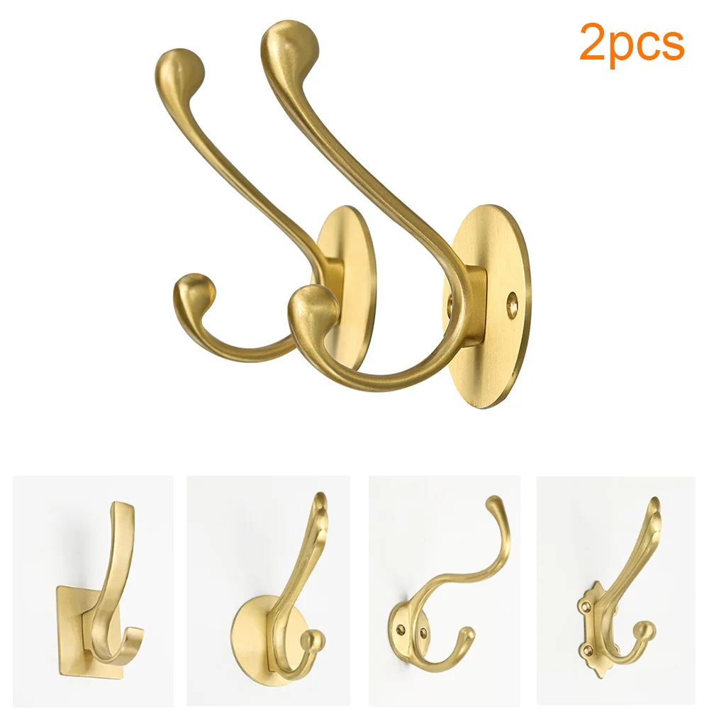 

Vintage Hanger Wall Brass Clothes Hook Coat Bag Hat Hanging Hook Metal Door Back Holder Bathroom Kitchen Antique Rack with Screw