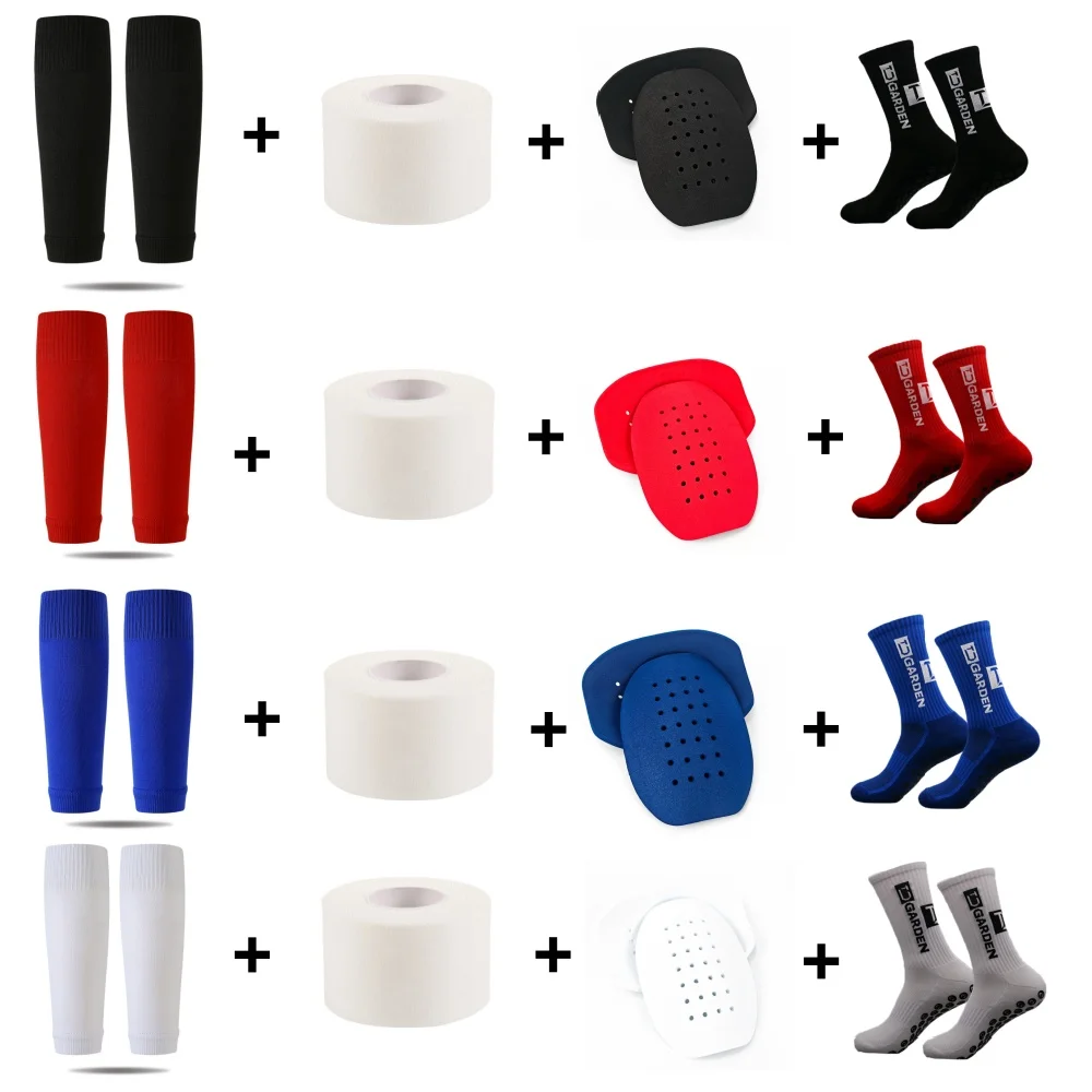 Conjunto Esportivo Unissex de 4 Peças - Meias de Performance, Mangas para Pernas e Calças Antiderrapantes para Futebol, Caminhada, Treino de Academia, Ciclismo