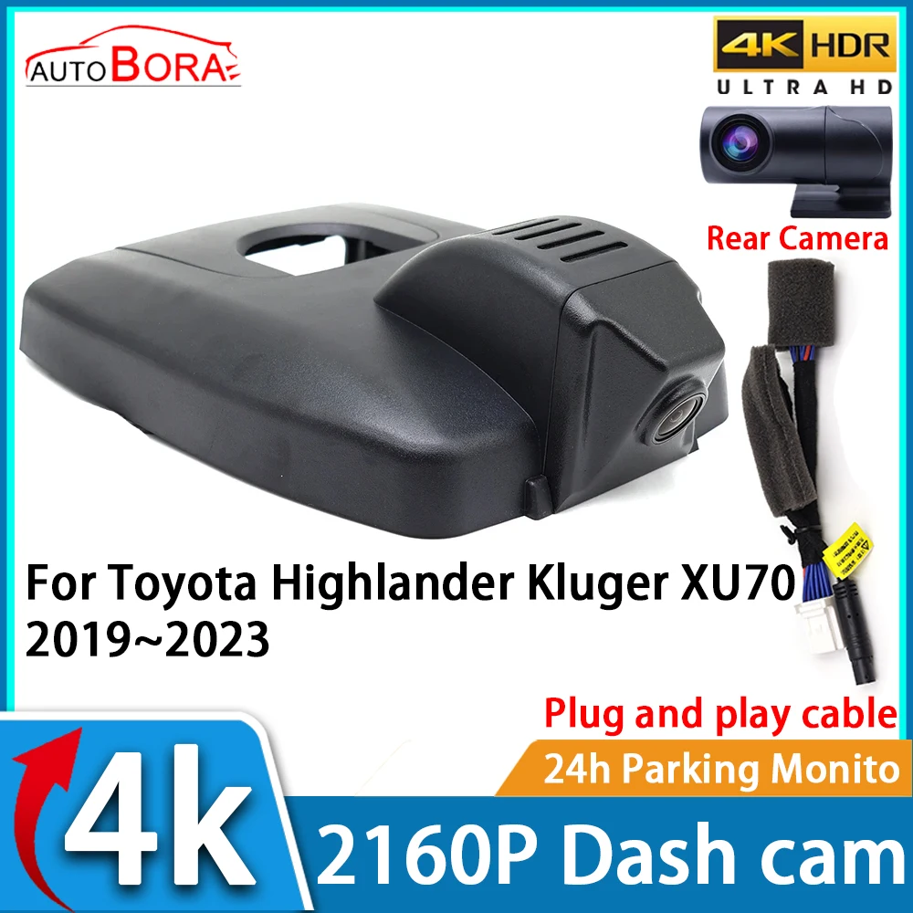 ZhuCamX Car Video Recorder Night Vision UHD 4K 2160P DVR Dash Cam for Toyota Highlander Kluger XU70 2019~2023