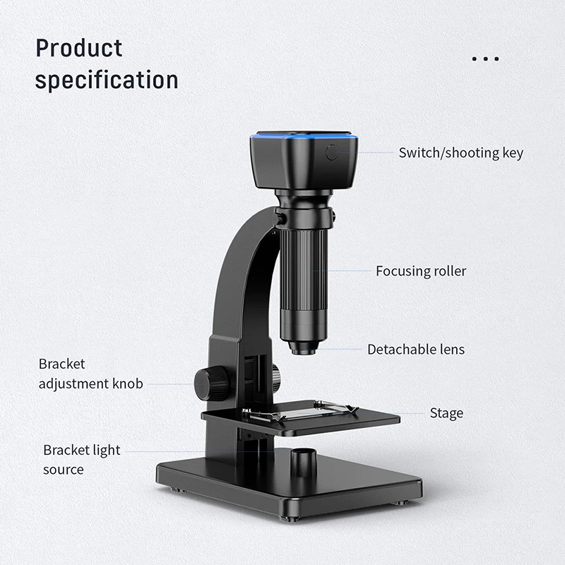 Wifi Digital Microscope 2000X Magnification Cell Microscope 2MP Microscope Camera for IOS Android PC Observing Coin PCB Plants