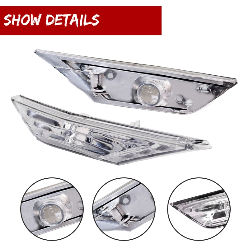 2pcs Car Front Bumper Side Marker Light Fender Flare Light Cover Housings For Honda Civic 2016-up 10th Gen, No Bulb / Socket