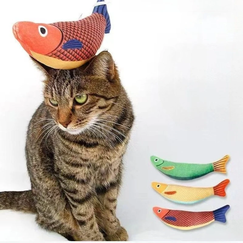 Cat Chew Plush Squeaky Toy Interactive Catnip Simulated Fish Bite-resistant Kitten Toy Teeth Cleaning Cat Supplies Accessories image 4
