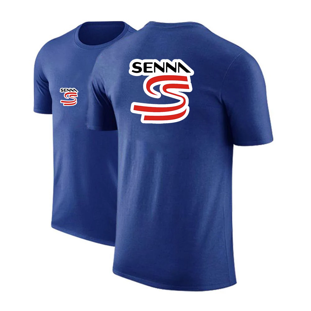 2025 Summer Man's Short Sleeve Round Neck Top Ayrton Senna Logo Print High Street Premium Loose Quick Drying Breathable T-shirt
