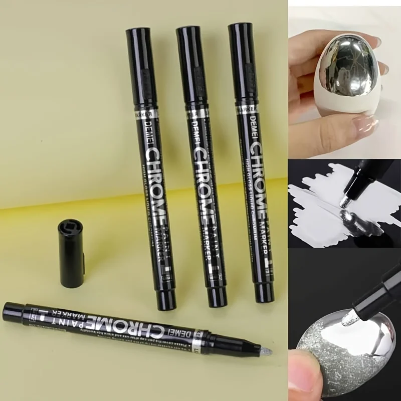 

1/2 шт. Хромированный маркер-краска, светоотражающая, с зеркальным эффектом, 2 мм, серебристые чернила для DIY, стайлинга автомобилей, моделей, металла, дерева, пластика, камня