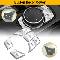 7Pcs Car Multimedia CD Buttons Decorstion Cover Trim Sticker For BMW 1 2 3 5 6 7 Series X1 X3 X5 X6 with 7 Button iDrive Button