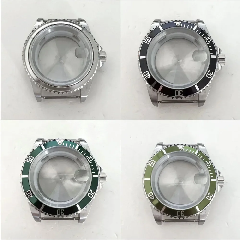 8215 40MM Stainless Steel Watch Case Aluminum Bezel Sapphire Magnifier Parts for 8215/8200/8205/2813 Movement