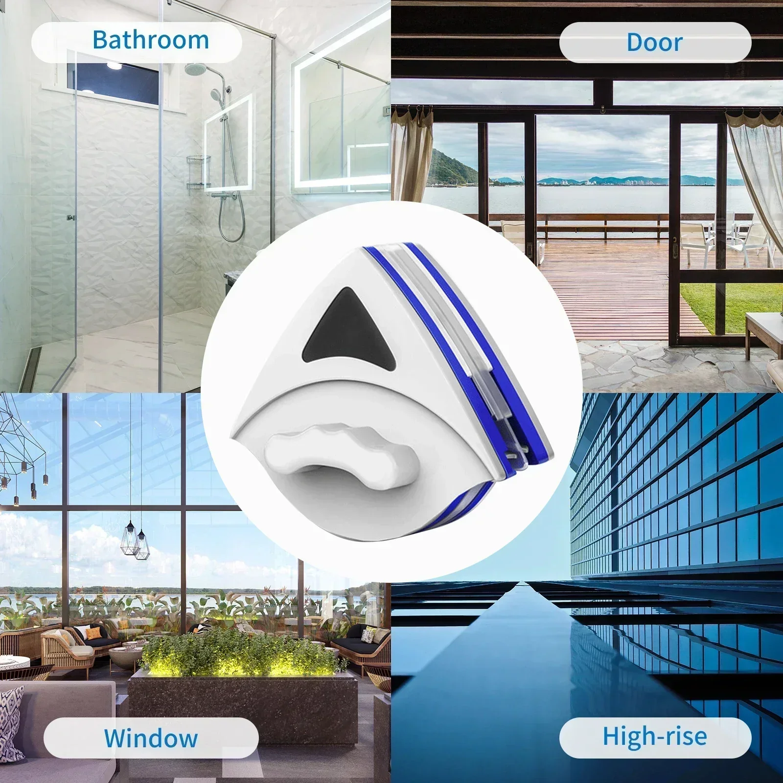 Dual Sided Magnetic Glass Cleaner High Rise Window Wiper With Automatic Drainage System For Home Office Multi Surface Cleaning