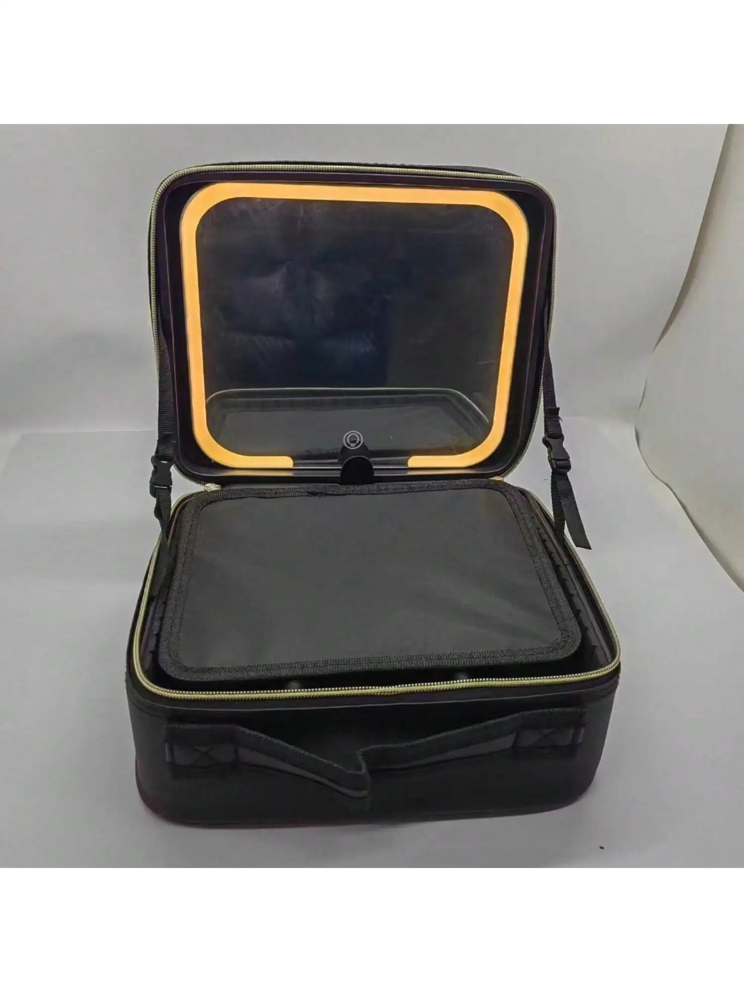 Large capacity portable travel makeup bag with led lamp mirror makeup bag with lamp makeup box