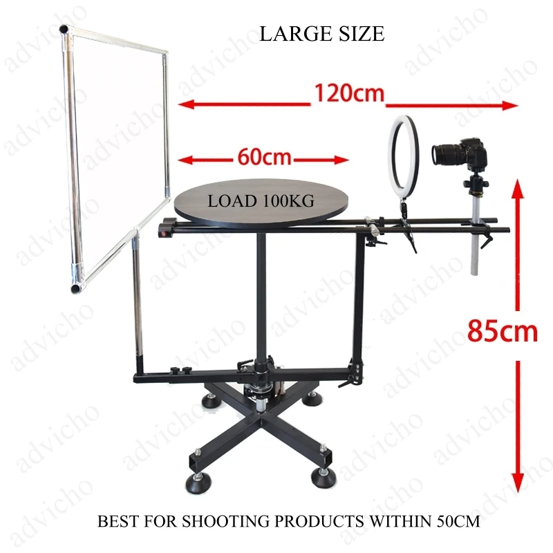 Imagem -03 - Mesa de Tiro Horizontal e Vertical Profissional Vídeo Flip p Fotografia Surround Suporte Giratório 360 Panorâmica Photo Booth