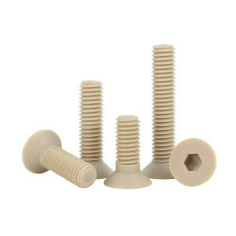 2/5/10pcs M3 M4 M5 M6 M8 M10 PEEK High-temperature Strength Hexagon Hex Socket Head Flat Countersunk Allen Bolt Screw