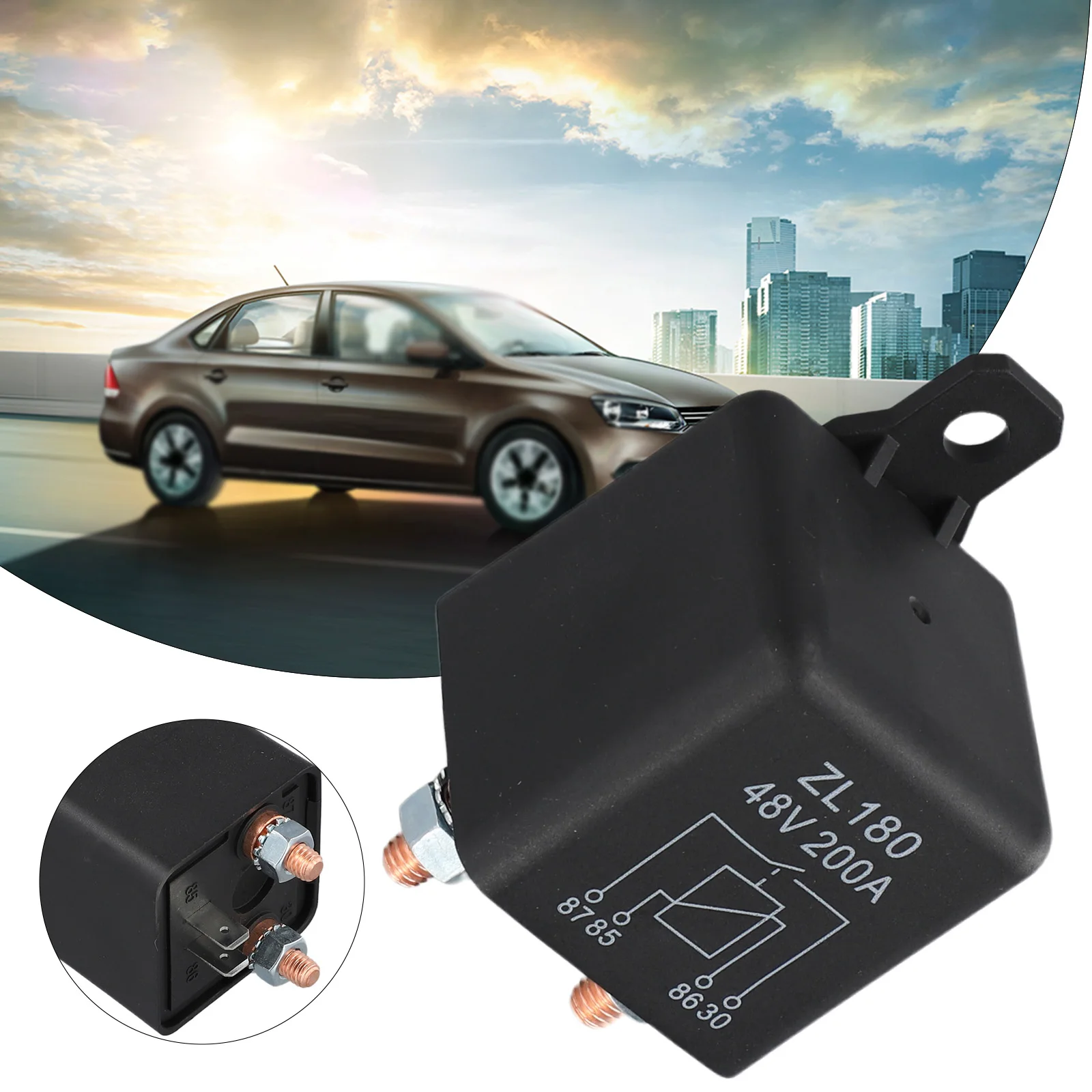 Heavy Duty Car Starter Relay, 200A AMP, SPST 4pin, DC 48V, High Contact Ratings, Reliable Switching Performance