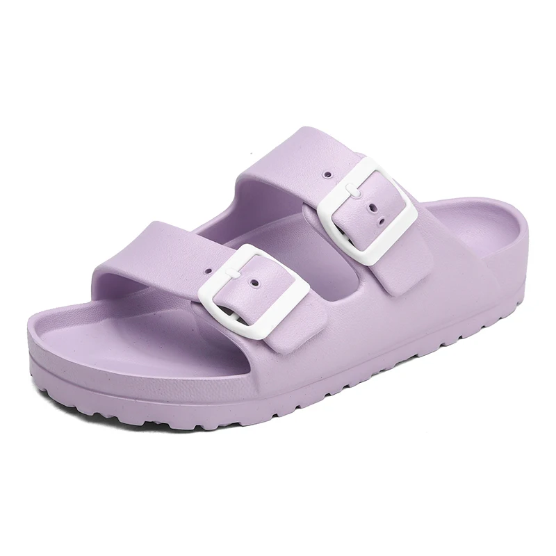 Summer Women Classic Slides Slippers Slip on Beach Sandals With Double Buckle Comfort Lightweight EVA