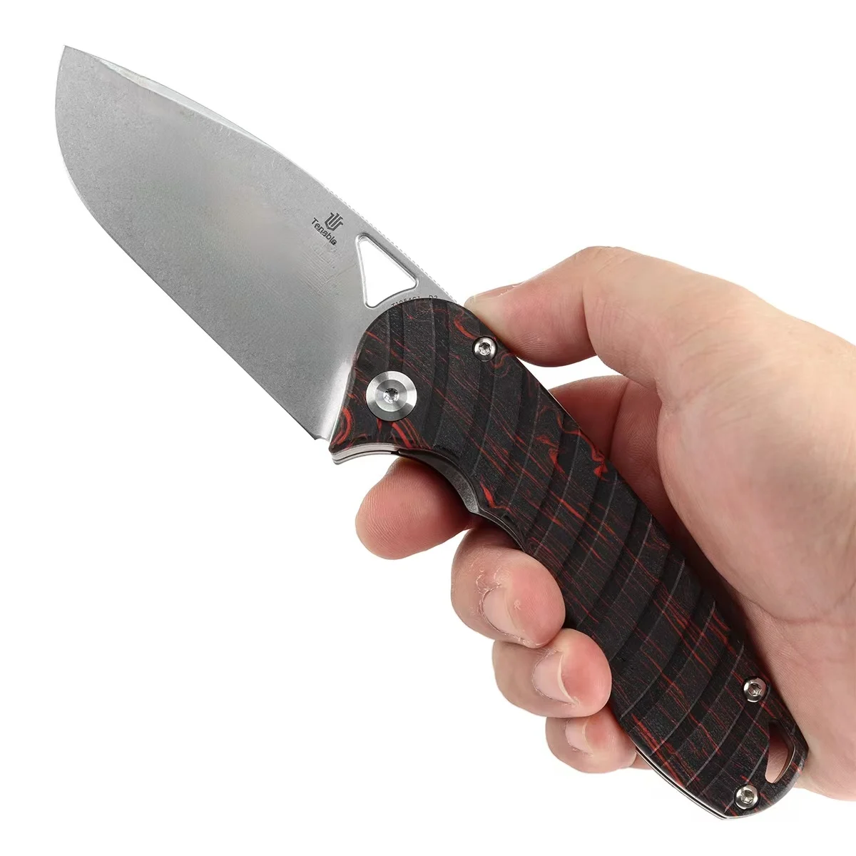 سكاكين قابلة للطي T1054 Bomtbur 3.53 بوصة D2 شفرة مع G-mascus/G10/Twill Cabrbon مقبض Midgards Messer مصممة EDC #6