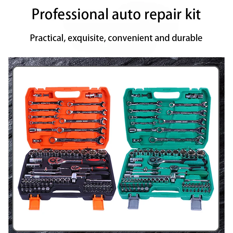 Professional Auto Repair Tool Kit 53/82pcs Quick Ratchet Wrench Multi-Function Set for Home Industrial Use Chrome Vanadium Steel