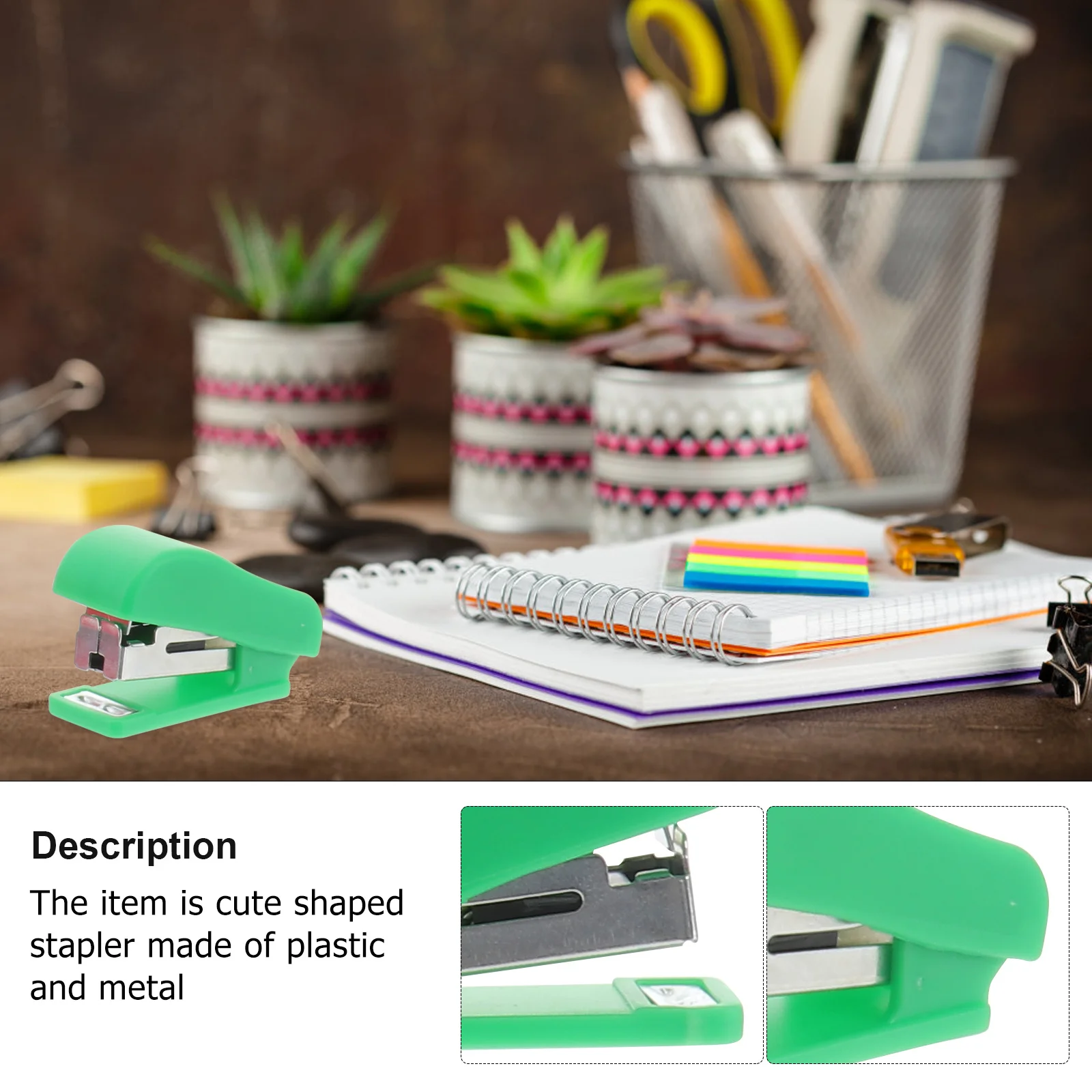 4Pcs Adorable Desk Stapler Compact Plastic Metal Portable for Kids Office School Stationery Random Color Stapler