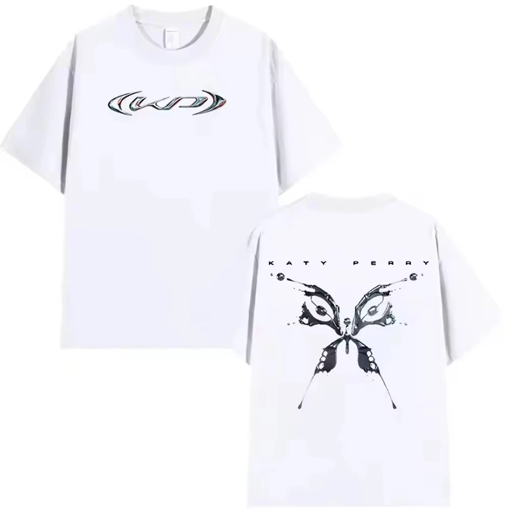 كاتي بيري ألبوم جولة حول العالم تي شيرت أوم جديد في الأعلى المحملة النساء الملابس قصيرة الأكمام جولة الرقبة الطباعة البلوز تي شيرت المحملة