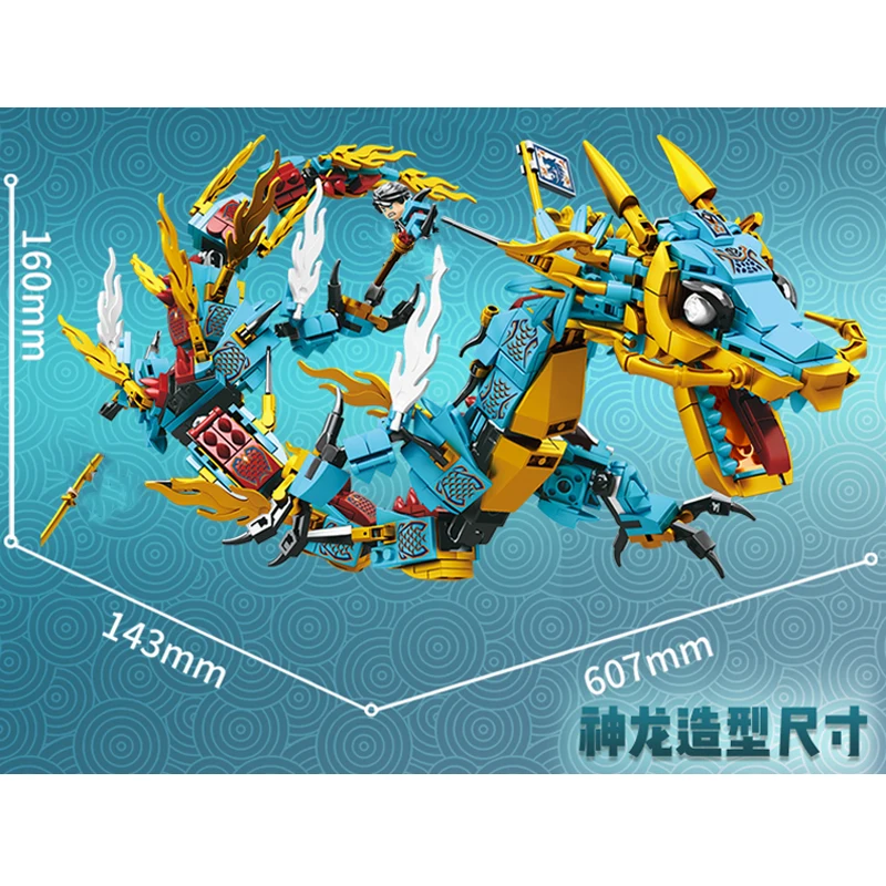 Ninja Saint Water Oriental Dragon Legendary Knight Model Building Blocks Sets City Figures Bricks Constructor Toys For Children