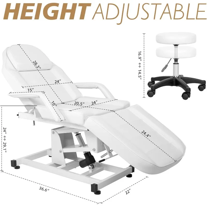 Electric Height Adjustable Salon Tattoo Chair Esthetician Bed, Multi-Purpose Facial Bed Chair for Barber Spa Beauty Salon