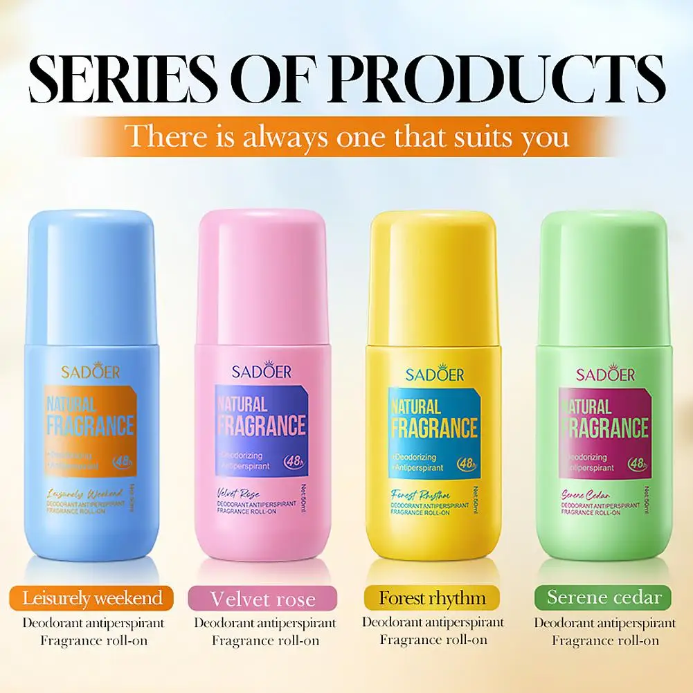 SADOER Underarm Deodorant Roll On Antiperspirant Stick 48h Long Lasting Fragrance Body Odor Summer Fresh Portable Sweat Reliever