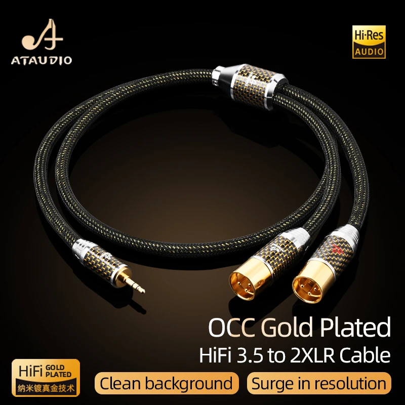 High Quality OCC Gold-plated HiFi 3.5mm to 2XLR Cable for Mixer Amplifier Stereo 3.5mm to 3pin XLR Balanced Male Audio Cable