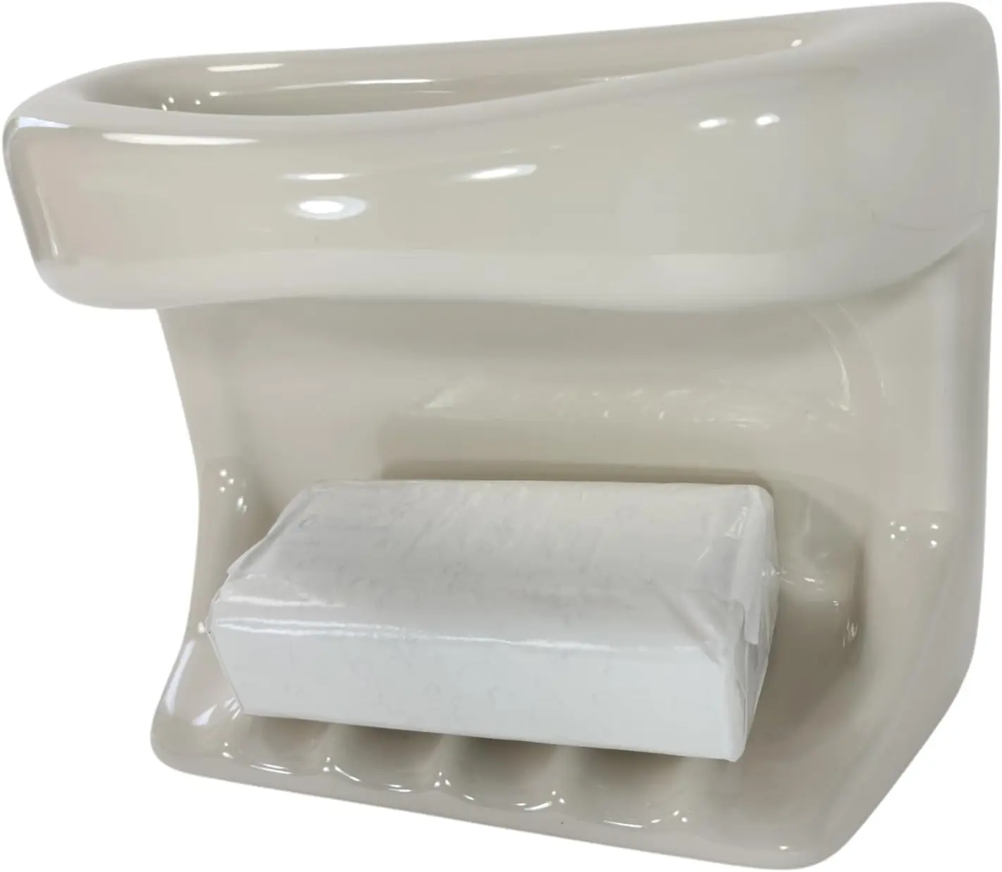 

Beige Bone Almond Ceramic Soap Dish Tray Cloth Bar Washcloth Holder Bath Shower Bathtub