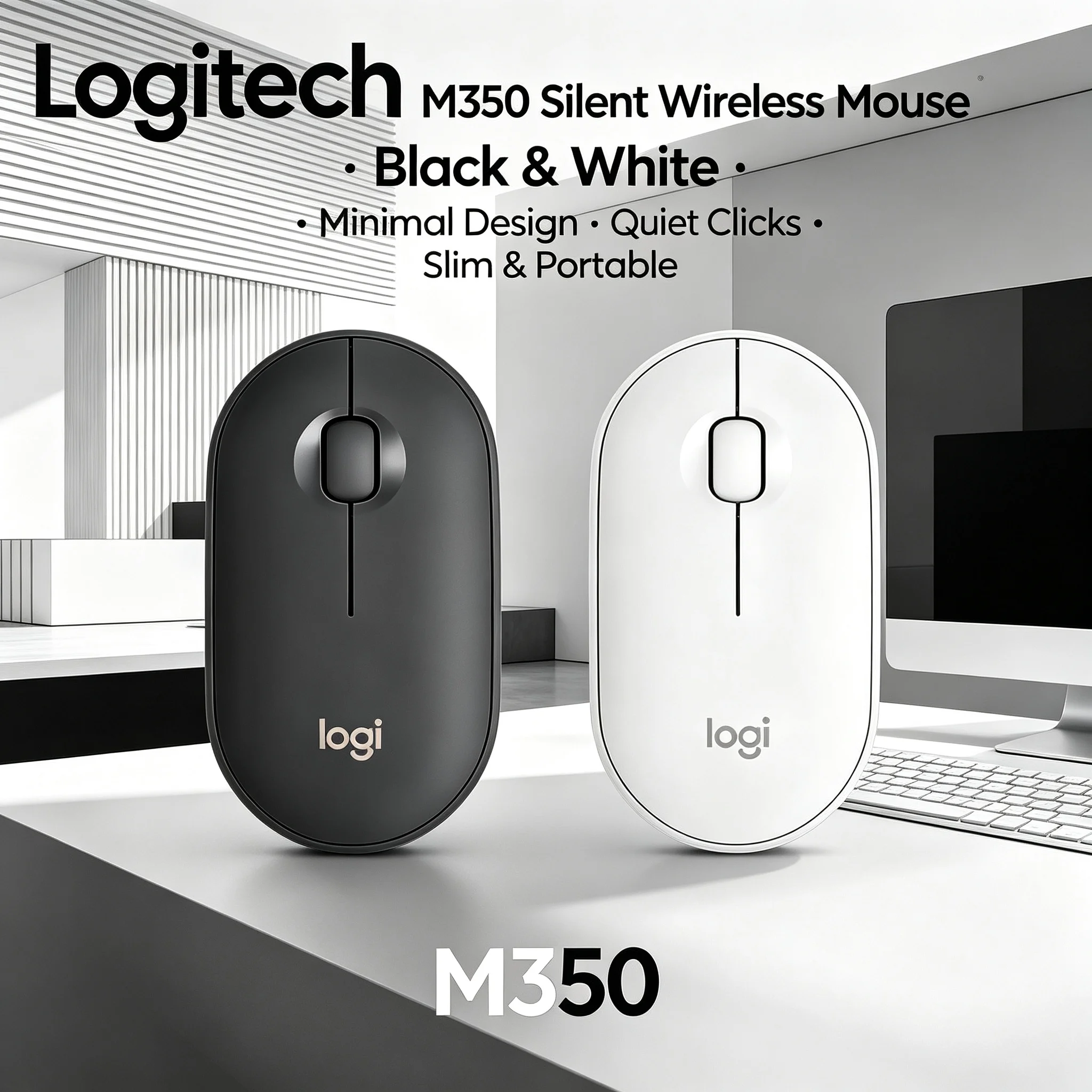 Original M350 Logitech Wireless Silent Mouse Ergonomic Slim Mice For Home And Office