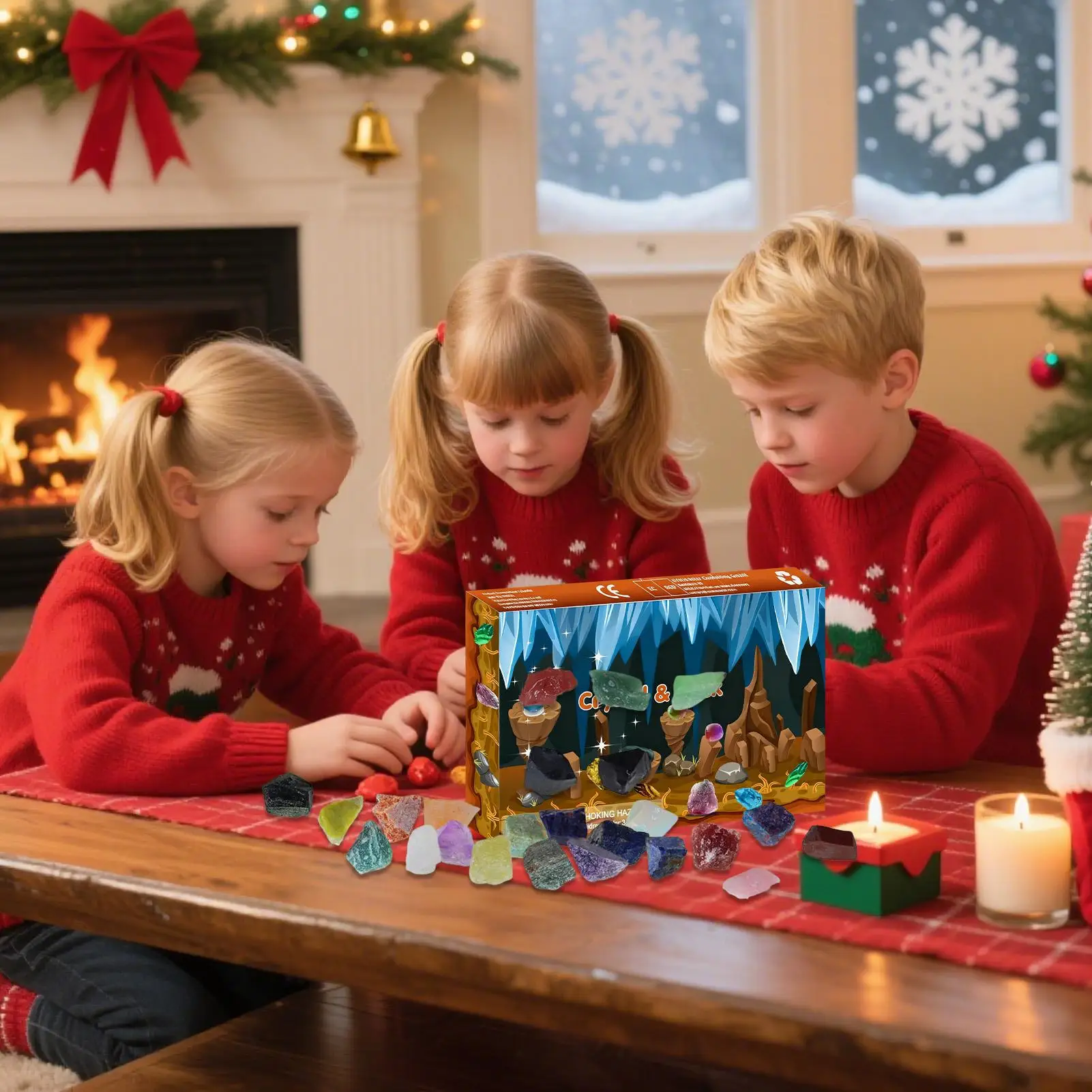 

Рождественский адвент-календарь, 24-дневная рок-коллекция, рождественский календарь обратного отсчета, рок-хрустальный камень, рождественские подарки для детей