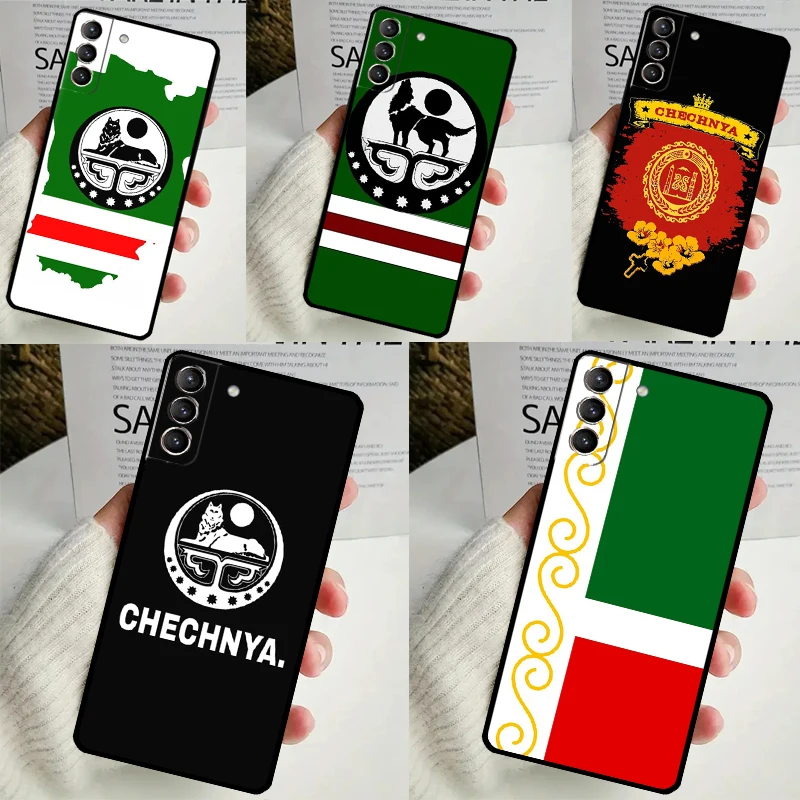 Chechnya Flag Chechen Wolf Case For Samsung Galaxy S24 S23 S22 Ultra Note 10 Plus Note 20 S9 S10 S20 S21 FE Back Cover