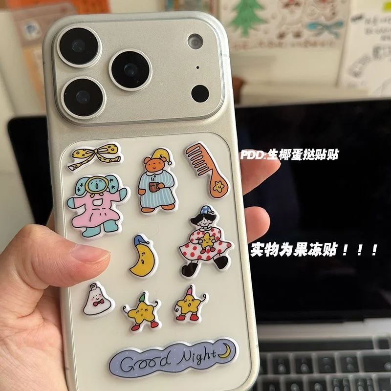 

4 шт. для iphone 17 Pro Max Jelly 3D DIY наклейка для мобильного телефона, наклейка на клейкой основе, водонепроницаемая, высококачественная