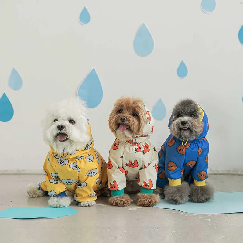 Pet Clothing Waterproof All-Inclusive Dog Raincoat Suitable For Small And Medium Dogs Four-Legged Hoodie Schnauzer Dog Raincoat