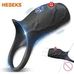 HESEKS Reusable Condom Penis Extension Sleeve Delay Ejaculation Cock Cover Penis Extender Vibrator Sex Toys For Men Adults 18+