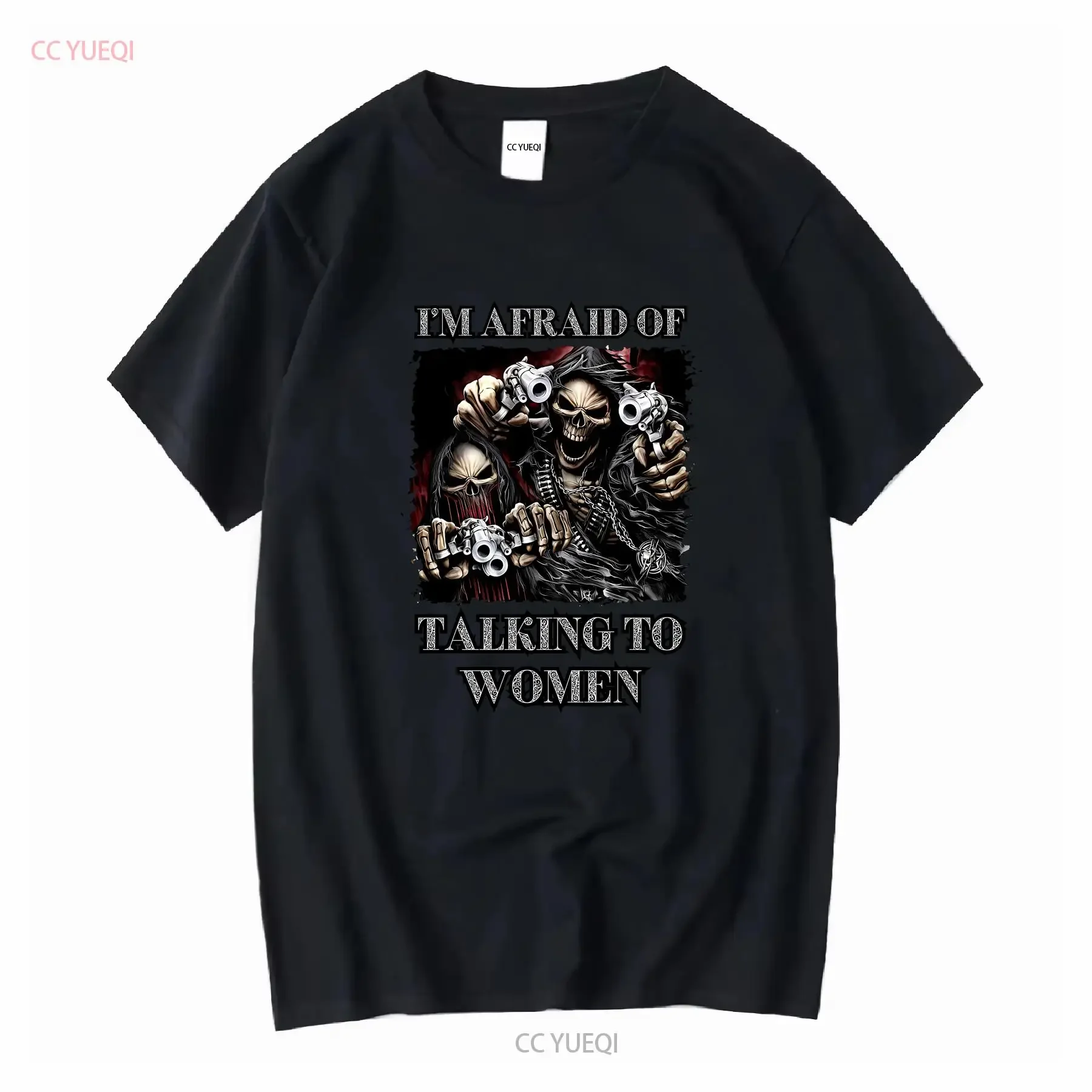 Esqueleto malvado, tengo miedo de hablar a las mujeres, Meme, camiseta tonta, ofensivo, innappropriado, desengrasado que va, mordaza dura, Shitpost