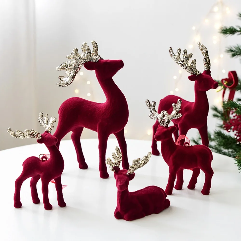 Christmas Elk Ornaments, Plush Glitter, Home Office Desktop Ornaments, Props, Deer Pendants, Christmas Tree Decorations