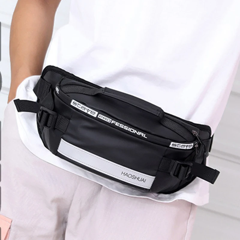 Anti-theft Male Belt Close-Fitting Waist Bags Multi-Functional Hip Bum Reflective Strip Shoulder Bag  Men Nylon Fanny Chest Pack