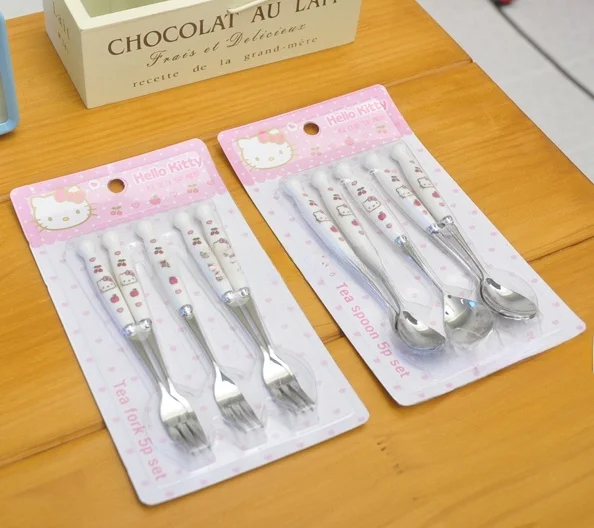 

Stainl Steel Cerc Handle Coffee Spoon Cake Fork 5P Set Korean Sle Dining Utensils for Daily Gifts And Restaurant Use