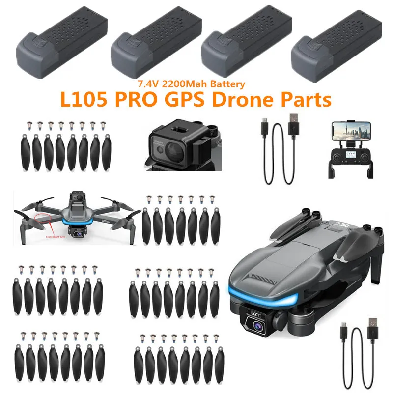 

L105 PRO RC Drone Батарея L105 PRO RC Quadcopter Запасные части 7,4 В 2200 мАч Батарея/пропеллер для L105 PRO RC Drone Аксессуары